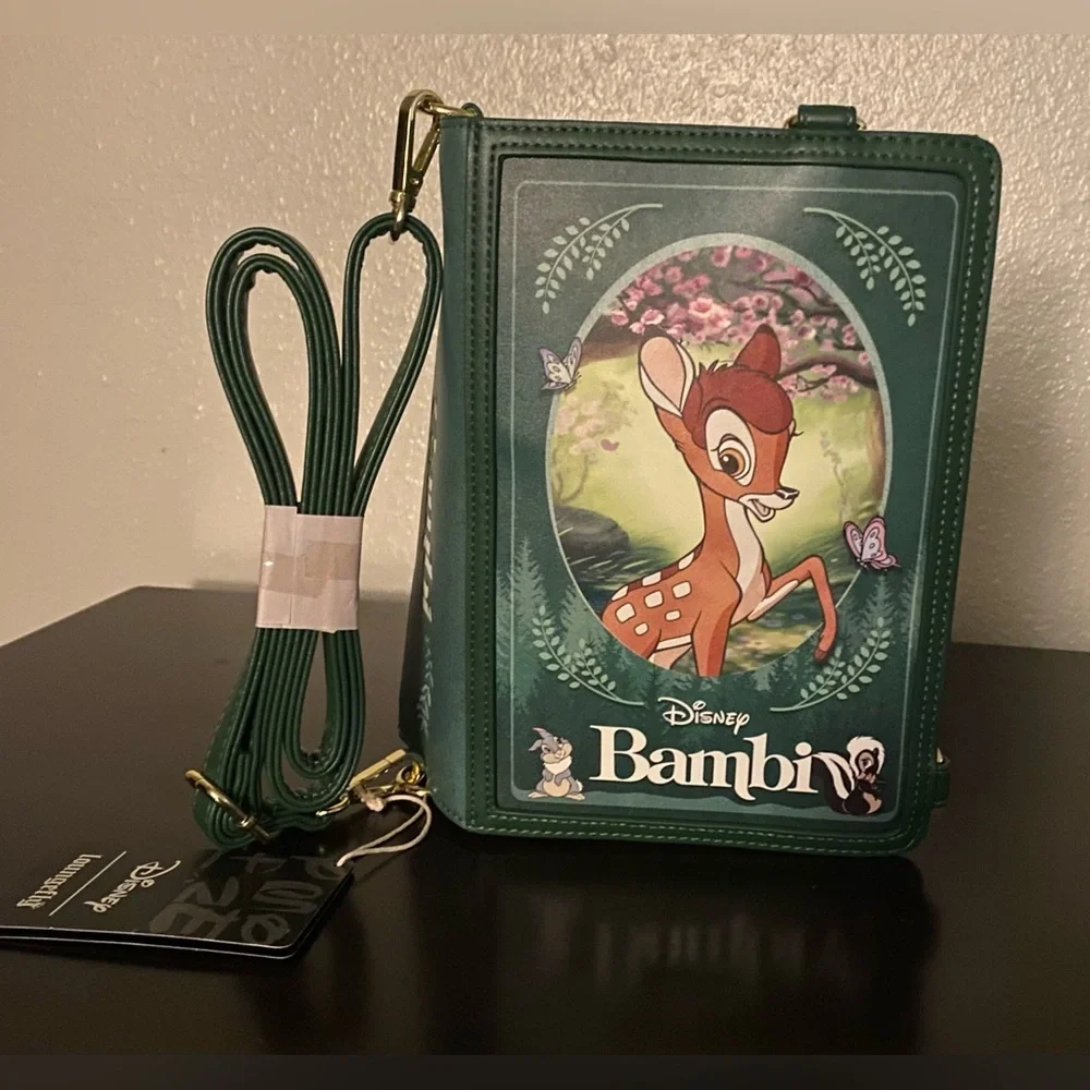 Disney Loungefly Bambi Storybook Crossbody Bag NWT Forest Green Purse